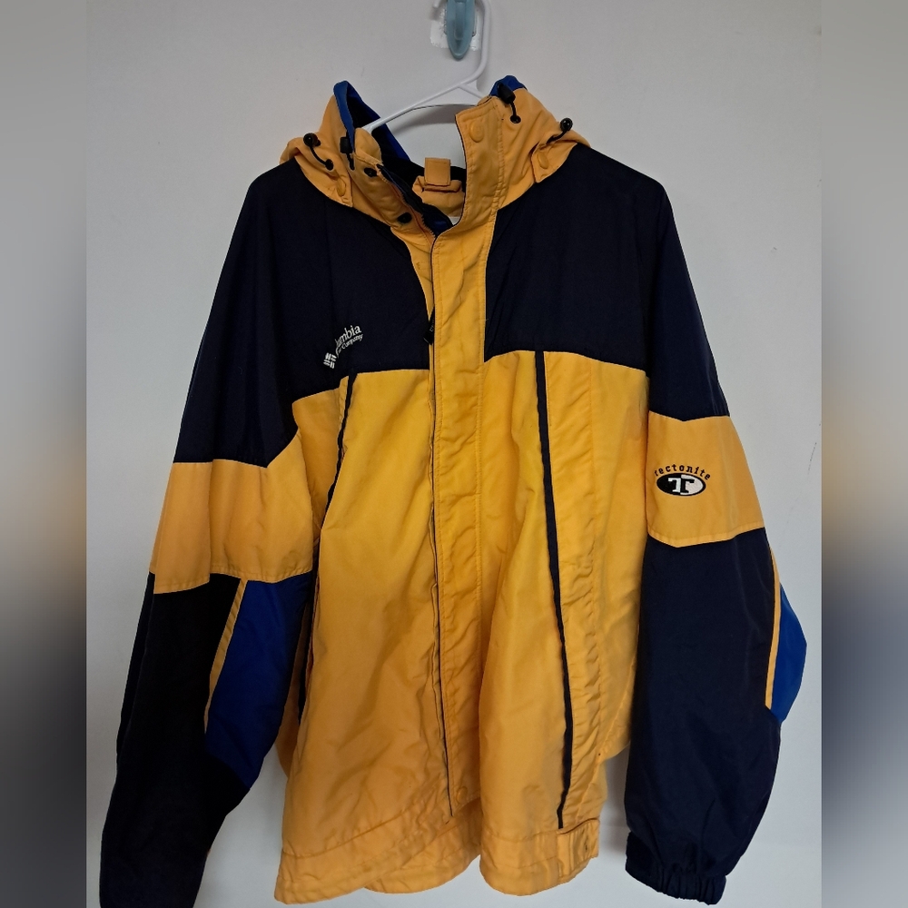 Vintage Columbia Tectonite Jacket Mens Large Yellow Black Blue 90s Coat L